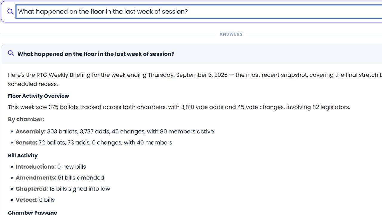 RTG answering the question: what happened on the floor in the last week of session